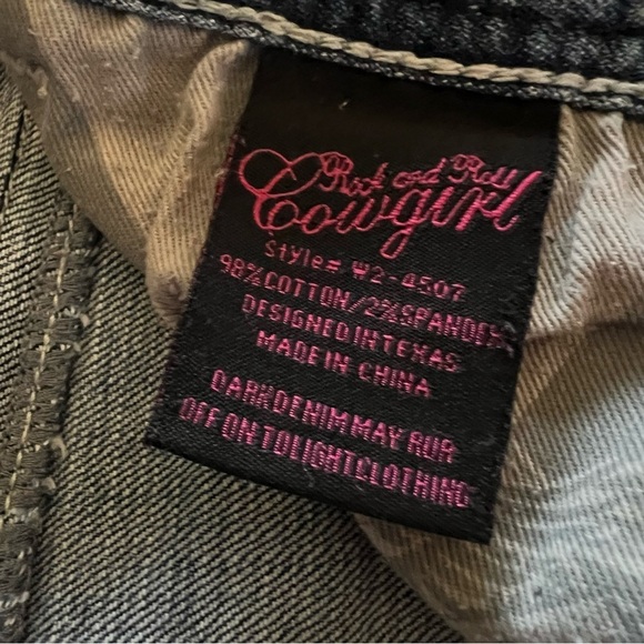 Rock & Roll Cowgirl Boyfriend Western Mid Rise Medium Wash Denim Jean size 30/34 - Picture 11 of 13